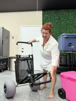 Skip the heavy lifting and roll everything to the beach with this beach cart featuring oversized sand wheels and a built-in storage bag. #BeachGear #BeachCart #tiktokshopcreatorpicks  #dealsforyoudays  #SummerVibes 
