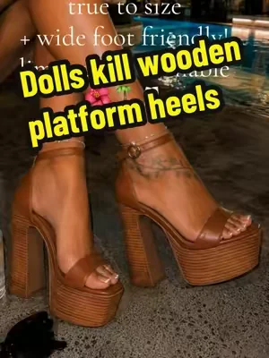 Replying to @Star Bright 🌟 get your hands on these #SummerFashion #outfitinspo #highheels #platformheels #dealsforyoudays dolls kill wooden platform heels WOW