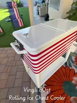 Perfect Ice Chest Cooler to keep drinks cold for your next summer party or backyard hangout 🍹 🎉 🪩  Vingli 80qt rolling Ice Chest Cooler - so many colors available!!! #icechest #rollingicechest #SummerWins #DealsForYouDays #tiktokshopcreatorpicks 