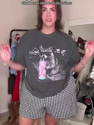 Here are two of my favorites outfits that I like to wear with the viral plaid boxer shorts. I found them in plus sizes and I’ve been wearing them weekly since! #boxershortsoutfits #graphicteeoutfit #DealsForYouDays #SummerWins 