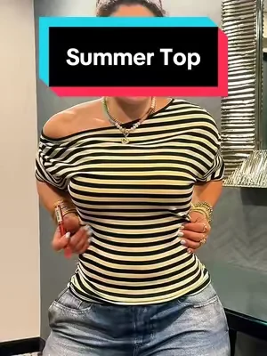 Replying to @Ive Las rayas nunca pasan de moda, pero este diseño de un solo hombro le da un toque diferente y súper chic. Perfecto para cuando quieres verte arreglada sin esfuerzo #StripedTop #OneShoulderTop #OOTD #cutetop   #dealstoryoudays