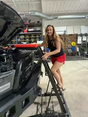 Topside ladder that makes getting in and out of the truck bed so much easier. Sturdy, folds away when not in use, and saves your knees and back. #vevor #truckaccessories #tiktokshopcreatorpicks #SummerWins  #dealsforyoudays