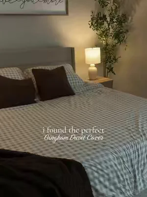 Obsessed + it’s so cooling! 😍✨ #gingham #bedding #bedroom #duvetcover #bedroomdecor 