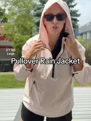 waterproof AND fleece lined pullover rain jacket but also a spring jacket too! #puffit #pulloverjacket #raincoat #fleecejacket #tiktokshopcreatorpicks
