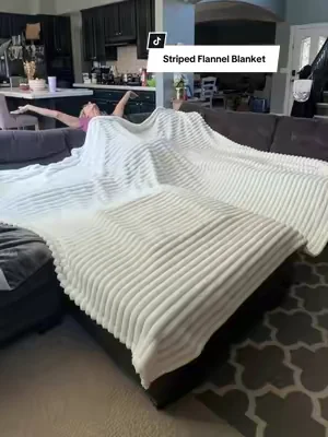 Bought one striped flannel blanket… Now I’m fighting for it daily 😂 oversized, soft, and perfect for every season. @Bedsure #flannelblanket #cozyblanket #dealsforyoudays #summerwins #tiktokshopcreatorpicks  
