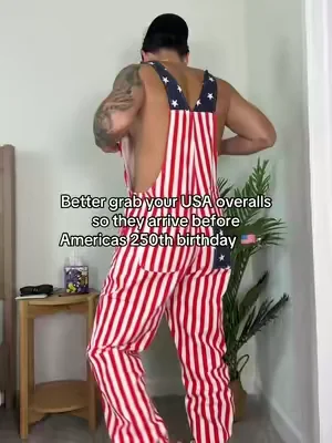 USA 4th of July overalls #4thofjuly #4thofjulyoutfit #mensfashion #mensclothing 