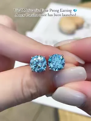 Viral Moissanite Four Prong Earring. A new Paraiba color has been launched💎#summerwins #tiktokshopdealsforyoudays #dealsforyoudays #earrings #moissaniteearrings #2026 #delzzad #waterproofjewelry #jewelry #giftideas #viral #delzzadjewelry #nontarnishjewelry #beautiful #luxury #affordable #diamond #diamondtester #s925 #s925silver #silver #silverjewelry #paraiba