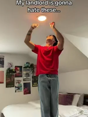 Stick on ceiling lights 😳 #ledlight #ceilinglight #homelighting #rentershack #dealsforyoudays 