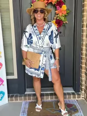 🐚💙🐚💙 #romper #vacationoutfits #midsizefashion #DealsForYouDays #summerwins 