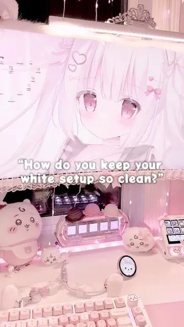 trying to unchuddify the setup of a chronically online gamer 😭🎀 turns out eating snacks at my desk 24/7 has consequences… this little pink vacuum has been saving me lol 🤍  #homeika #trucozie #pcsetup #desksetup #gamingsetup 