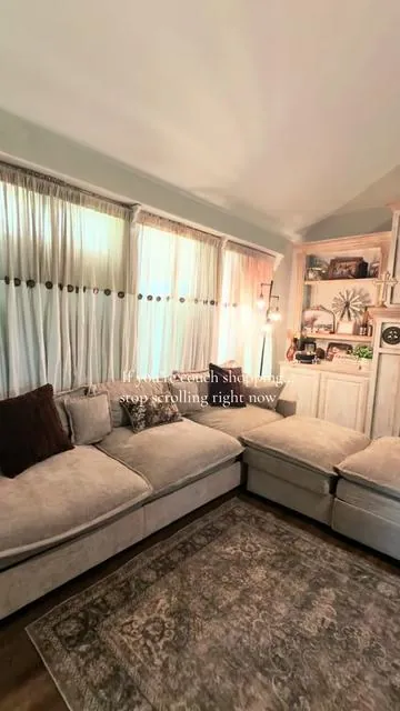 I didn’t expect a TikTok Shop couch to completely change my living room…but here we are. 😍 The camel color is beautiful, it’s unbelievably comfy, and the movable ottomans make it so versatile. #couch #ottomans #cloudcouch #livingroom #furniture 