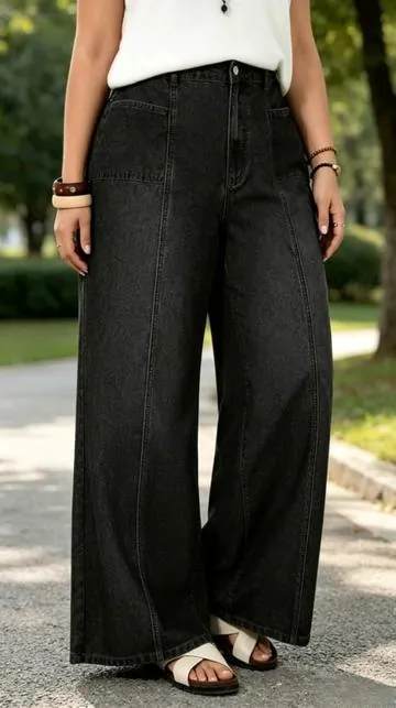Plus Size Oversized Wide Leg Jeans for Women#denimjeans #pants #tiktokshop #OOTD #spotlightfinds 