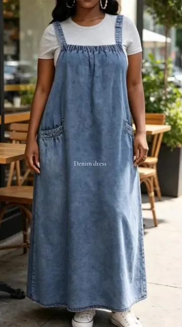 Women's Washed Denim Long Dress #denim #dress #casualoutfits #spotlightfinds #tiktokshop 