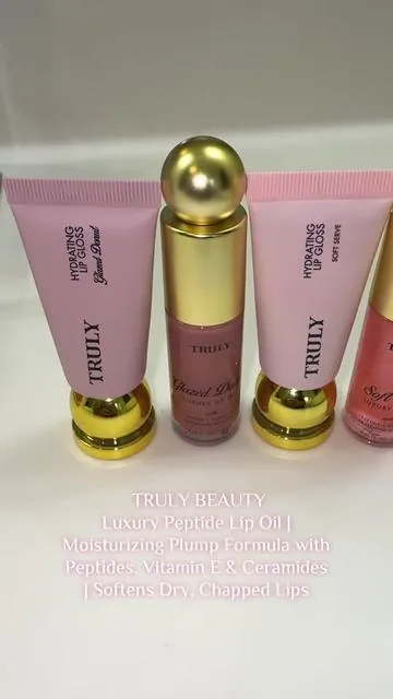 @Truly Beauty  Luxury Peptide Lip Oil | Moisturizing Plump Formula with Peptides, Vitamin E & Ceramides | Softens Dry, Chapped Lips ##lipgloss ##lipoil##luxury##chappedlips##trulybeauty