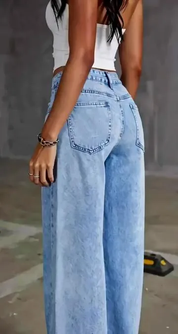 Vaqueros de pierna ancha para mujer, vaqueros casuales, corte holgado, cintura natural #fashionlatina #oufitdeportivomujer #highwaistshortswomen #digitalmusthave #womenclothing #bootcutjeans #amazonprimeday💙 #momjeanspetitesize #plussizestyle #modajeans