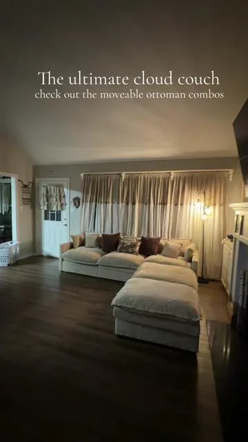 SO SO versatile & it truly is the ultimate couch! So cozy and can be decorated and styled so many different ways! #couch #cloudcouch #ottoman #cloudcouchreview #livingroom 