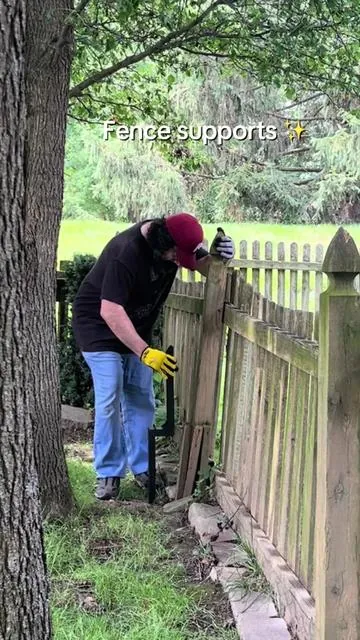 Rather than dig up that fence line we opted for this fence repair kit on tiktok shop and it really made a difference!! My fence is so much stronger ✨ #fencerepair #fencepost #leaningfence #homerepair #homerepairs 
