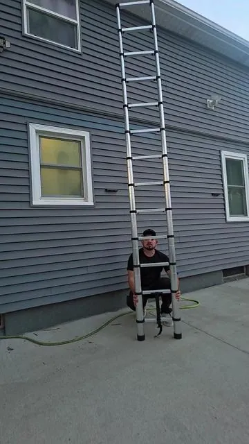 SEESE 12.5 FT Telescoping Ladder, Aluminum Telescopic Extension Ladder 330 lbs, One-Touch Retractable Compact Portable Ladder with Non-Slip Rubber Feet for Home, RV,  #telescopingladder #ladder #seese @SEESE Store 