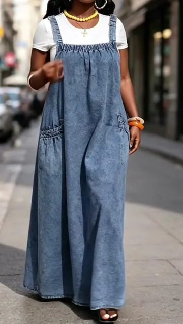 Women's Washed Denim Long Dress #dress #denimdress #dealsforyoudays #womenfashion #tiktokshop 