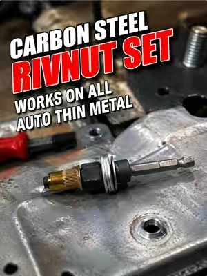 It locks tight like a metal sandwich. It grips both sides of thin metal firmly, making permanent factory-strength threads rock solid. #DIYTools #RivetNutKit #AutoDIY #MetalWorking #GarageTools      