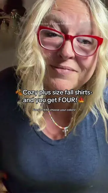 4 pack fall 3/4 sleeve casual shirts, plus sizes to 4XL! #plussizeshirts #plussizefashion #shirts #vneck #curvyfashion 