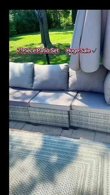 The 7-piece patio set you can’t pass up.  #PatioSet #OutdoorFurniture #PatioIdeas #BackyardMakeover #HomeDeals 