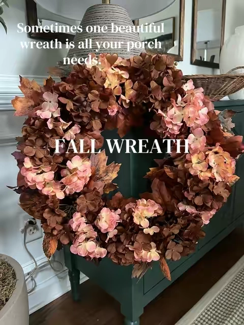 I love decorating for fall, but I don’t love clutter. That’s why I always start with a wreath. It’s simple, timeless, and instantly makes your home feel cozy before anyone even walks inside. #wreath #doorwreath #wreaths #fallwreath #falldecor 