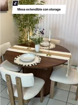 Mesa extendible con almacenamiento, se adapta muy bien a espacios pequeños. @giratreestore #diningtable #table #mesa #homedecor #tiktokshopsummersale 