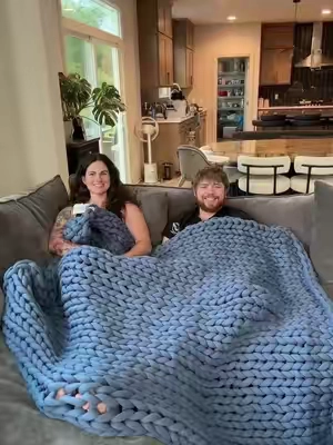 This weighted blanket is my favorite way to wind down at the end of the day. It’s incredibly cozy, has the perfect amount of weight, and makes relaxing on the couch even better. 🤍 #WeightedBlanket #GiftIdeas #Blanket ##comfrt##tiktokshopcreatorpicks