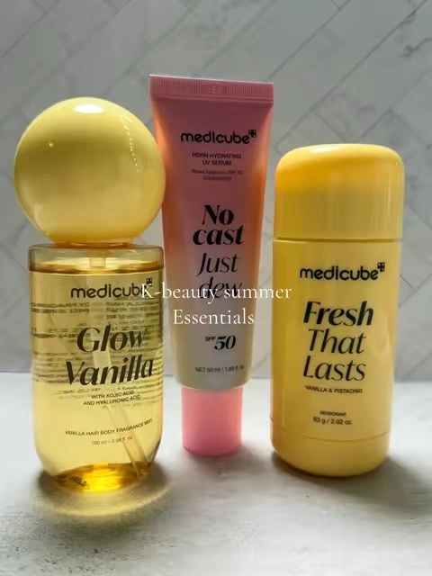 I wasn’t expecting Medicube to come out with a summer bundle, but this one actually makes so much sense. ☀️ You get a lightweight SPF 50 sunscreen, a fresh vanilla & pistachio deodorant, and a Glow Vanilla hair & body mist that smells amazing. If you’re building an easy summer routine, this bundle is definitely worth checking out. This is my personal experience, and results may vary. #kbeauty #skincare #medicube #tiktokshops  