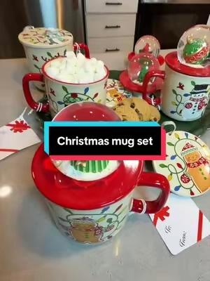 Cozy season just got an upgrade. This Temp-tations mug set comes with the cutest snow globe topper AND a lid — perfect for hot cocoa, coffee, or gifting! Set of 4, 18oz each.  #temptations #temptationsmugs #ChristmasMugs #snowglobemugs  #christmasgifts 