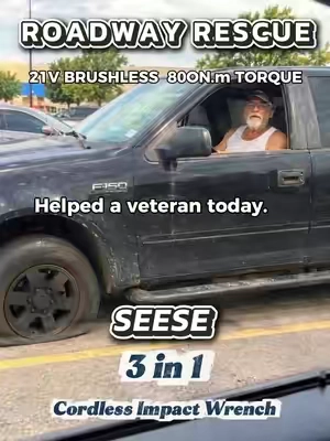 Waited 2 hours on a flat tire. He still said: "God is good to him.”#TikTokshopbacktoschool#impactwrench #powertools #tiktokmademebuyit #helpinghand 