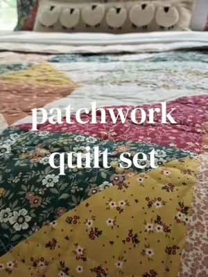 Whimsy, cottagecore vibes and a good book in this quilt >>> Melex Home Patchwork Quilt Set #quiltset #cottagecoreaesthetic #patchworkquilt #cottagecore #cozybedroom  @Melex Home 
