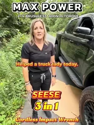 She was driving her pickup through the woods. The truck had other plans. 🚗💥#TikTokshopbacktoschool #impactwrench #powertools #helpinghand #tiktokmademebuyit 