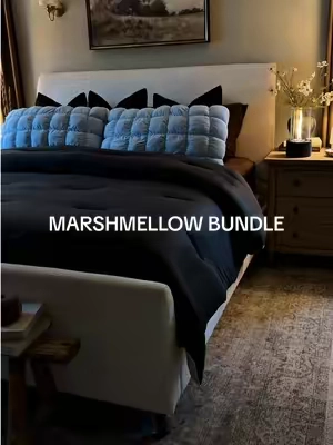 The bundle we’ve been waiting for ☁️🌙🖤 @Mellow Sleep  #mellowsleep #marshmellowcomforter #mellowpuffpillow #moodybedding #bettersleep 