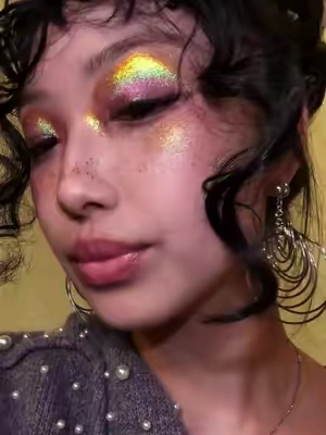 Cutest little rainbow sitting on my eyes 🧚🏻 #rainboweyeshadow #glitter #highlighter #trending #eyeshadowtutorial 