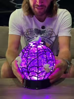 7” Illuminated Halloween Glitter Sphere by Valerie #halloweendecor #halloween #glitter #qvc #tiktokshopcreatorpicks 
