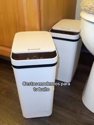 Cestos modernos para tu baño ✨ #BasureroAutomatico #Home #TouchlessTrashCan #TikTokshopbacktoschool #BathroomOrganization 