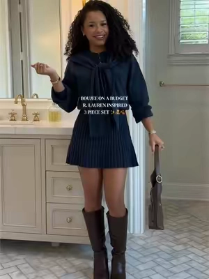 This set is so PERFECT and it’s already selling so fast! ✨🍂 Save this video when your size is back in stock! 💙 #matchingset #imilybela #boujeeonabudget #fallfashion 