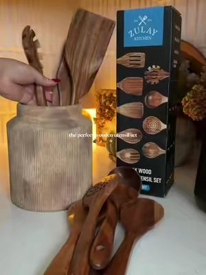 making my kitchen a little more aesthetic🪵  #teakwood #kitchenfinds ##woodenutensils #kitchenutensils 
