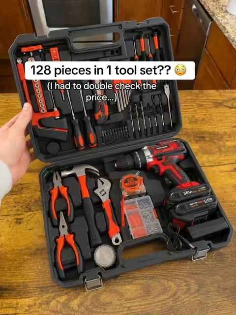Includes literally everything I need around the house 🏡. Don’t know how I lived without this before 😭 #toolset #drill #toolbox #construction #tiktokshopcreatorfinds 