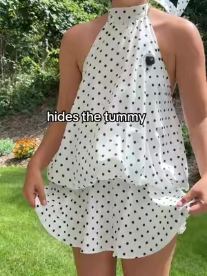 halter mini dress with built-in shorts 

runs true to size 

#minidress #builtinshorts #TikTokshopbacktoschool #tiktokshopcreatorpicks #tallgirlapproved 