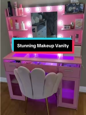I've never loved a vanity more!! It's so perfect!! #vanity #makeupvanity #vanitymakeup #vanitymirror #vanitywithlights 