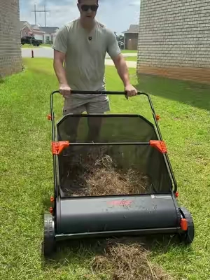 This has made my grass look like a golf course #vevor #vevorlawnsweeper #lawnsweeper 
