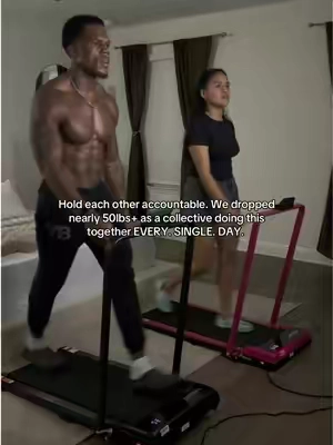 I started at 197lbs ➡️ 171lbs. Wife was 157lbs ➡️ 131lbs.  Biggest thing was accountability. If I slacked off, or wanted to eat some junk, she got on me and vice versa.  Lock in with your partner/friend and get to it.  #walkingpad #treadmill #weightlossmotivation #coupleworkouts 