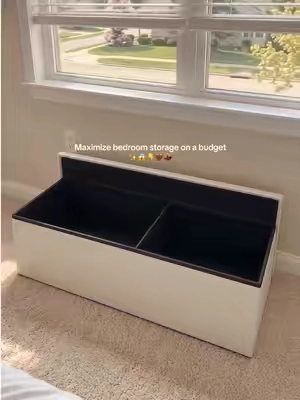 This storage ottoman is big, budget friendly and holds so much✌️🤗💕#ottoman #storage #homeessentials #storagehacks #bench 