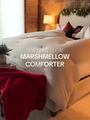 experiencing a double-stuffed comforter >>> ☁️🌨️💫 cozy to another level #marshmellow #mellowsleep #marshmellowcomforter #marshmallowcomforter #viralbedding 