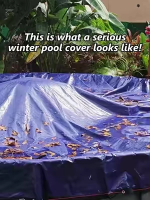 This is what a serious winter pool cover looks like. Strong fabric, secure pulley tightening, and better protection all winter long！ #poolhacker #poolwinterizing #sohochic #poolcover #poolclosing 
