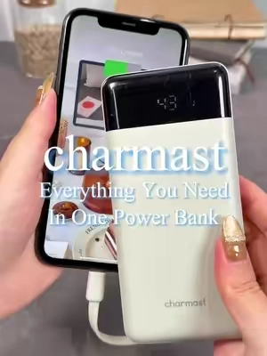 This is what I want in an everyday power bank. 👀 ✔️ 4 built-in charging cables ✔️ Multiple charging options ✔️ Digital battery display ✔️ Compact enough for your bag And there’s a sale going on right now. 🔥🛒 #charmast #powerbank #portablecharger #sohochic #iphone @tiktok creators 