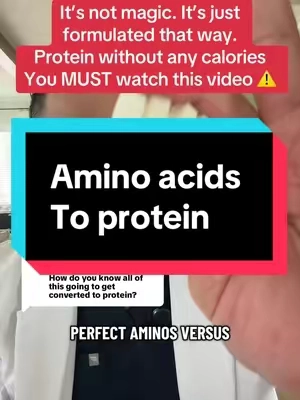 Replying to @Evan this is the most efficient and best way to get protein. And that’s because your body actually uses essential amino acids to make protein not protein. @BODYHEALTH Perfect Aminos has the correct ratio your body needs to make protein at almost a net 0 caloric deficit. And protein is not just for muscles. It’s also for hair skin and nails, which all utilize protein in the form of keratin. Just a quick disclaimer: While I’m a licensed pharmacist, the advice I share here is for general educational purposes only. Always check in with your own doctor or healthcare provider for personal medical advice.  #protein #hairskinnails #tiktokshoprestock #proteinshake #bodyhealth 